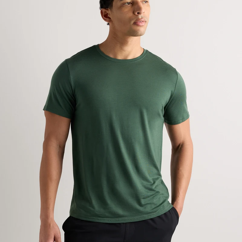 Quince 100% Merino Wool Short Sleeve Tee — Green
