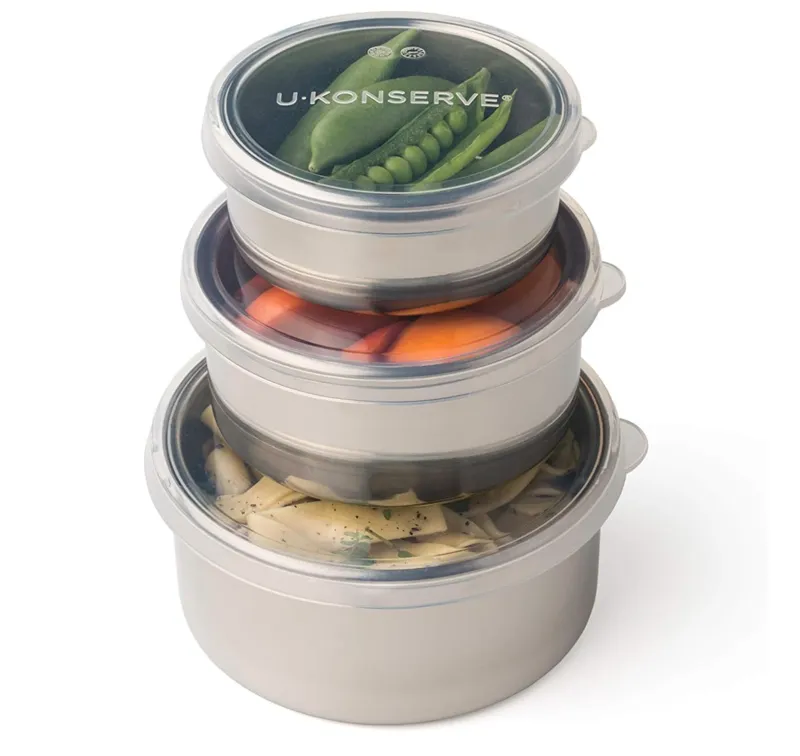 U Konserve Stainless Steel Nesting Trio Food Containers with Silicone Lids